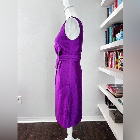 Kate Spade Mademoiselle Silk Sleeveless Fuchsia Sheath Dress with bow on front 2 - Picture 6 of 16